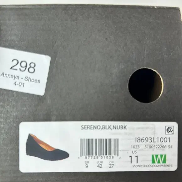 Vionic Sereno Wedge Slip On Black Nubuck Pumps I8693L1001 Women's 11 Wide - Picture 10 of 14